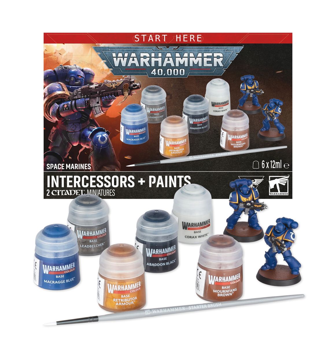 Space Marines: Intercessors + Paints Warhammer40k Starter Kit